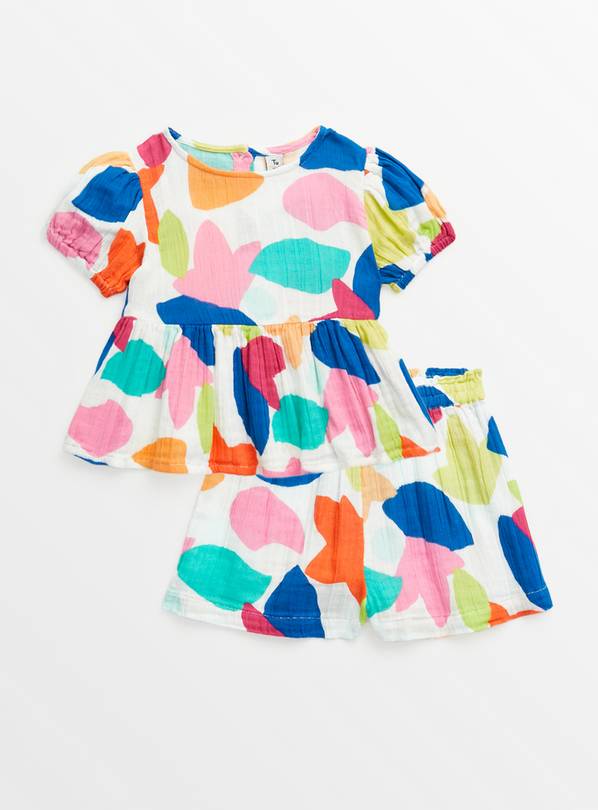 Abstract Print T-Shirt & Shorts Set 1-2 years